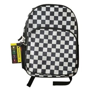 Wonder Nation Checkered Backpack Unisex OS Black White 17 Inch Laptop Sleeve New